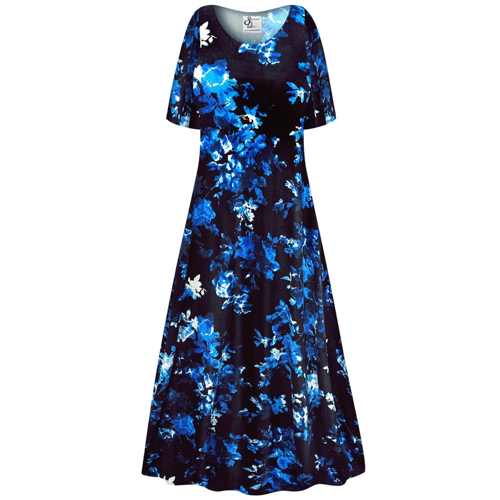 Blue Eden Night Print A Line Maxi Dress S841