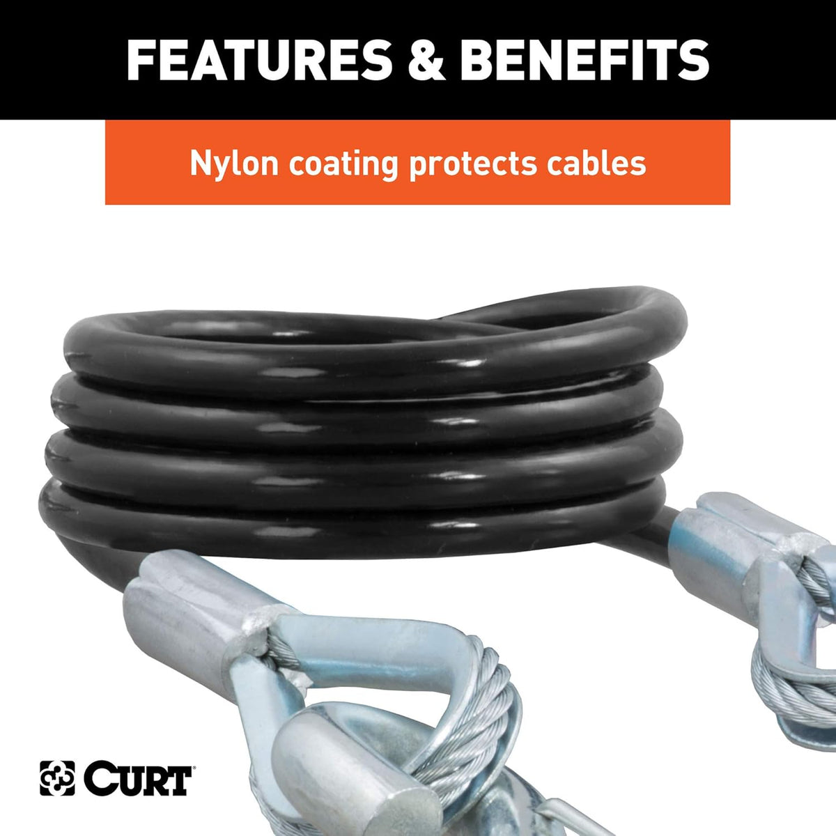 Vinyl-Coated Trailer Safety Cables with Snap Hooks, 2-Pack E802510