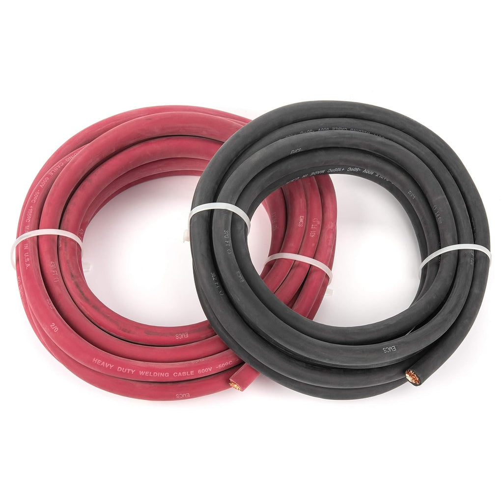 2/0 Gauge Extra Flexible Welding Cable 600 Volt, Black + Red, 10 Feet of Each Color D41068