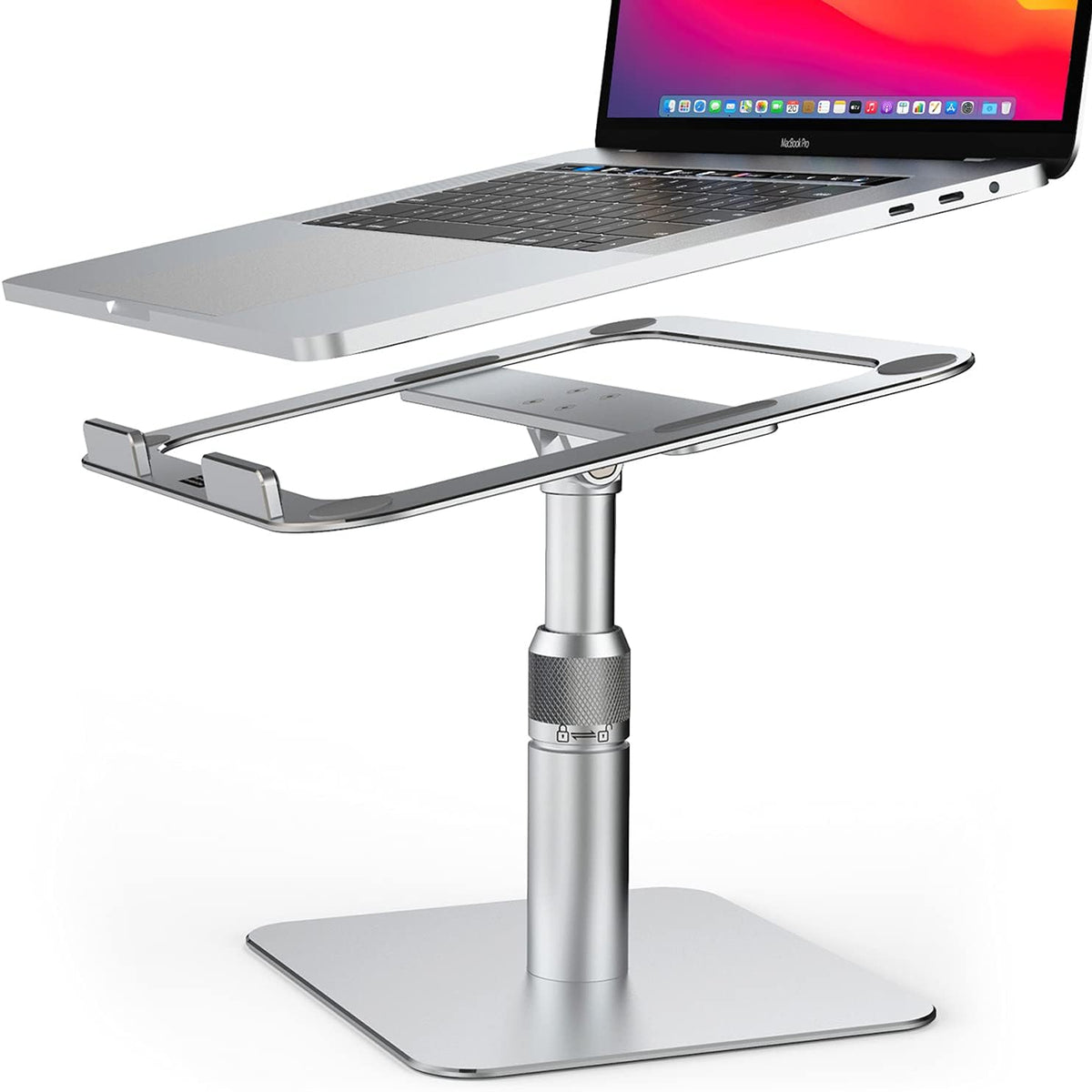 Swivel Adjustable Height Laptop Stand, 360° Rotating Computer Riser, Silver, Pack of 2 O880