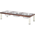 Dark Wooden Triple Elevated Stainless Steel Dog & Cat Bowl P75458