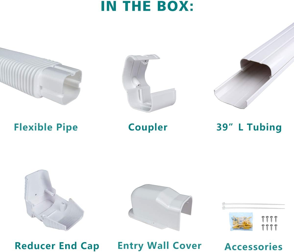 PVC Decorative Air Conditioner Line Set Cover Kit, 3in W, 9ft L, Pack of 2 G54821