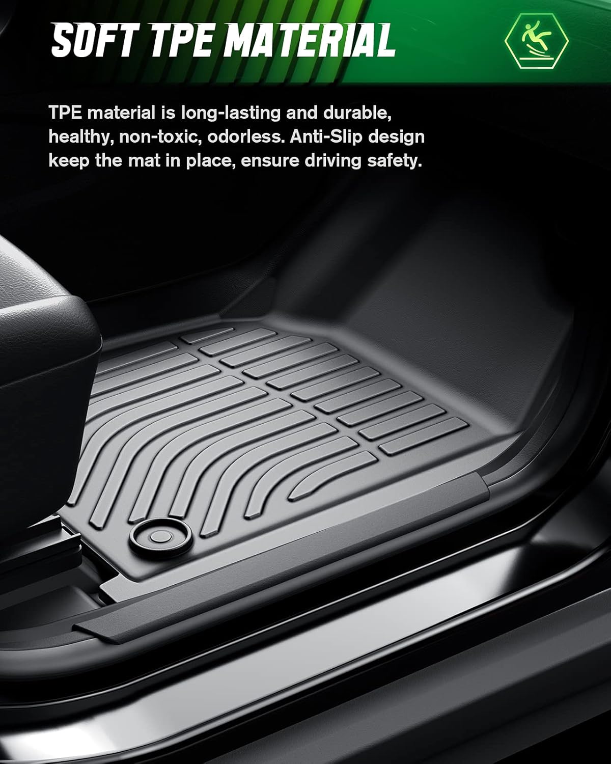 Black TPE All Weather Floor Mats Q3884