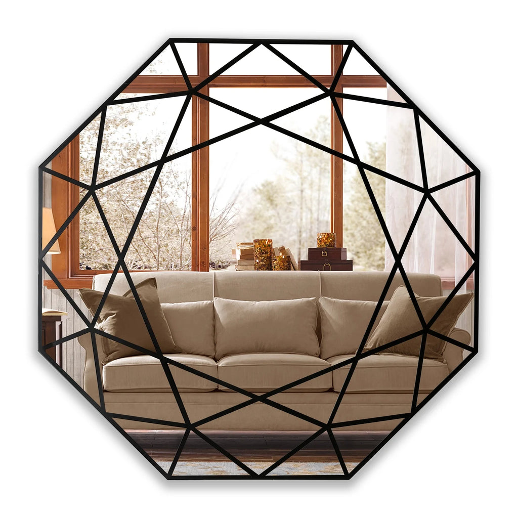 Black Octagon Framed Wall Mirror H739