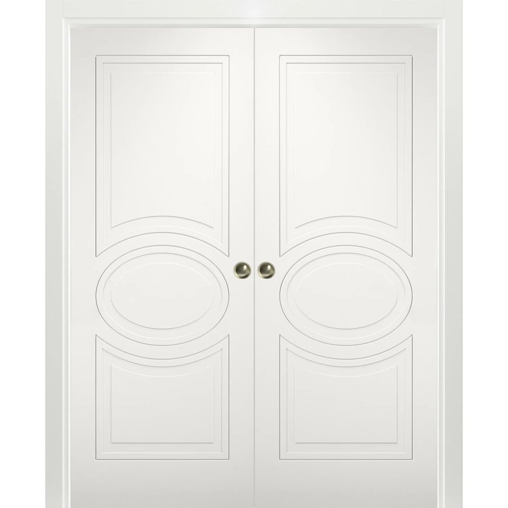 Sliding French Double Pocket Doors 64 x 84 inches Matte White MDF S6925