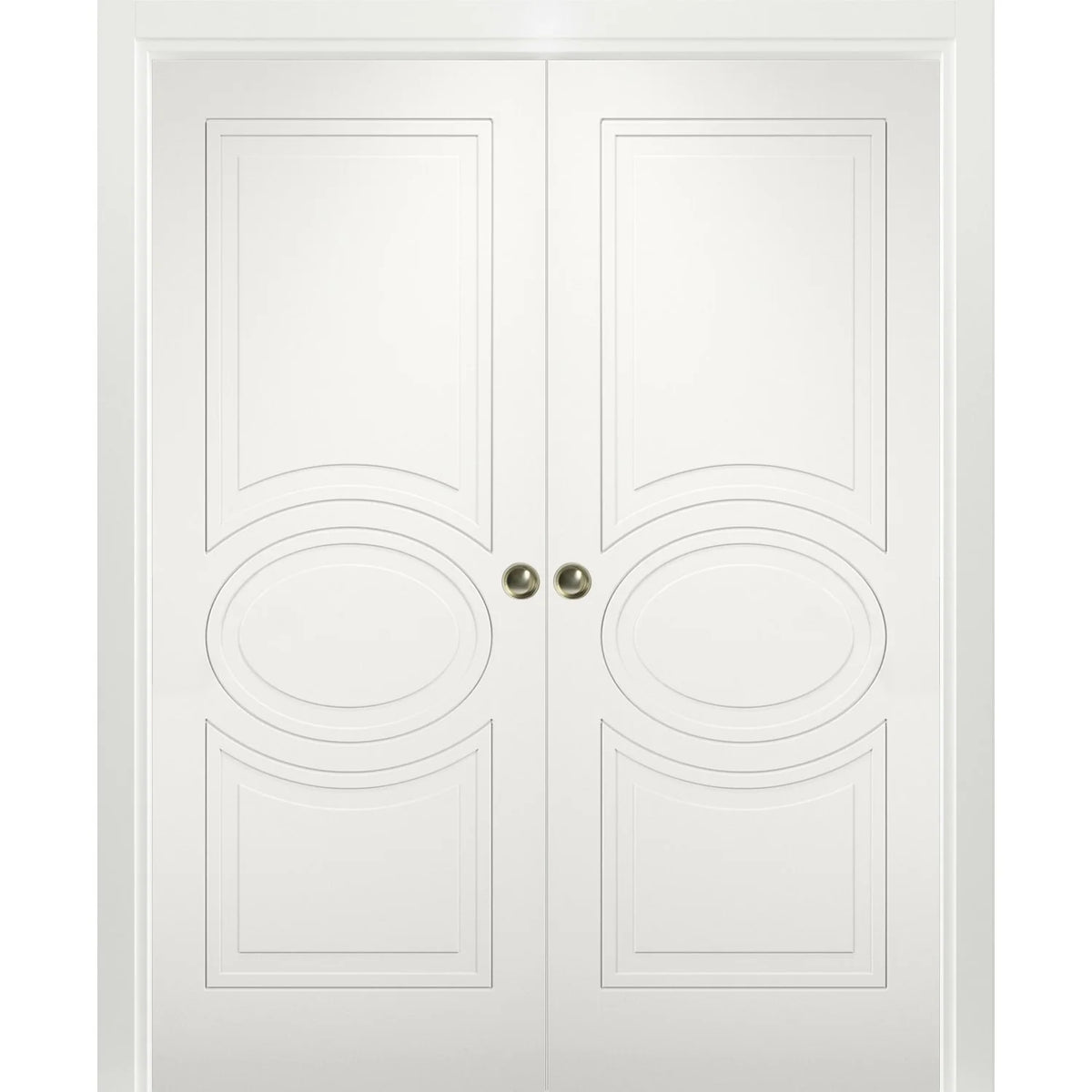 Sliding French Double Pocket Doors 64 x 84 inches Matte White MDF S6925