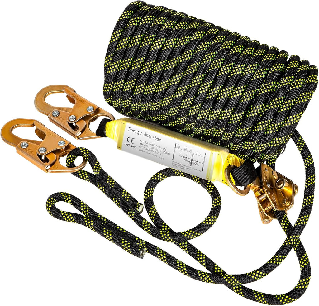 25 ft Polyester Fall Protection Rope with Alloy Steel Rope Grab, Pack of 2 J5589