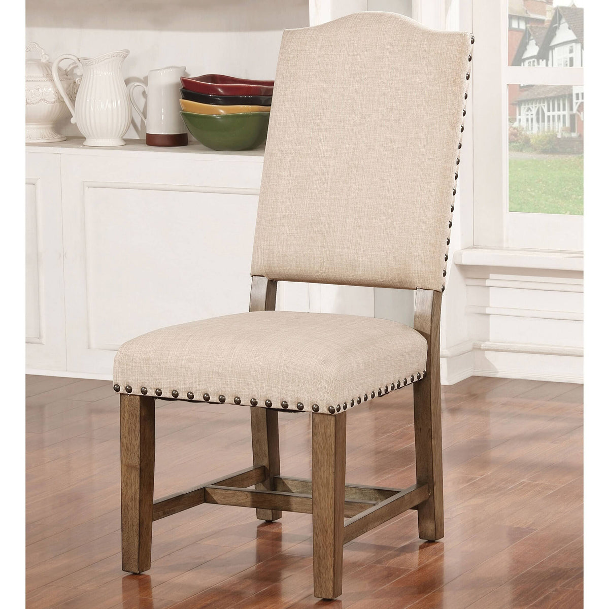 Rustic Oak Solid Wood Side Chairs Set of 2 V618734