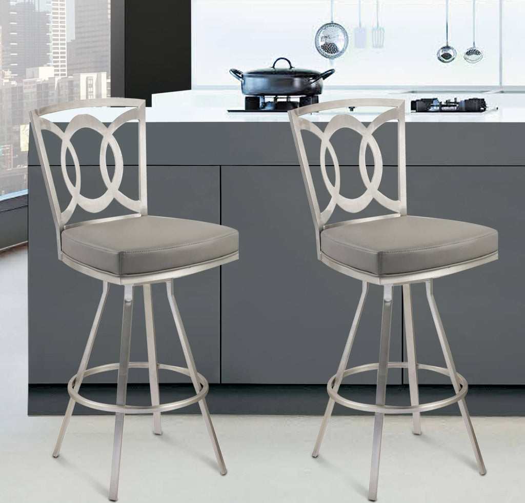 Gray and Stainless Steel Swivel Barstool D87710