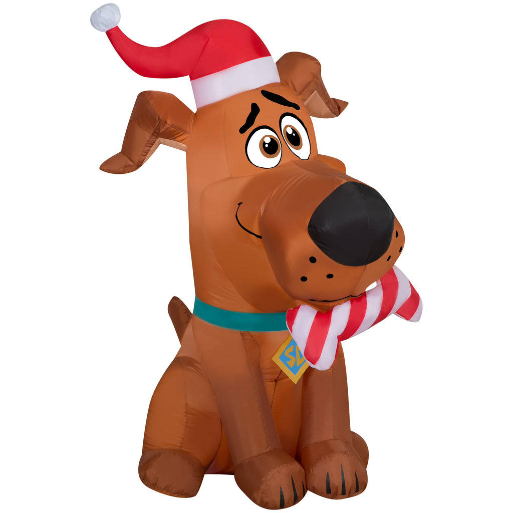 5 Foot Christmas Puppy Airblown Inflatable with Peppermint Bone N451372