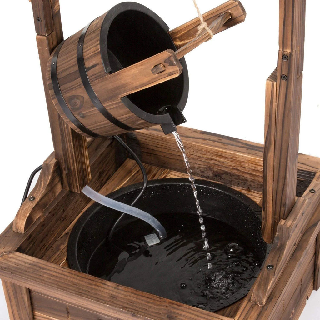 Wood Patio Outdoor Fountain with Adjustable Flow Submersible Electric Pump D2147