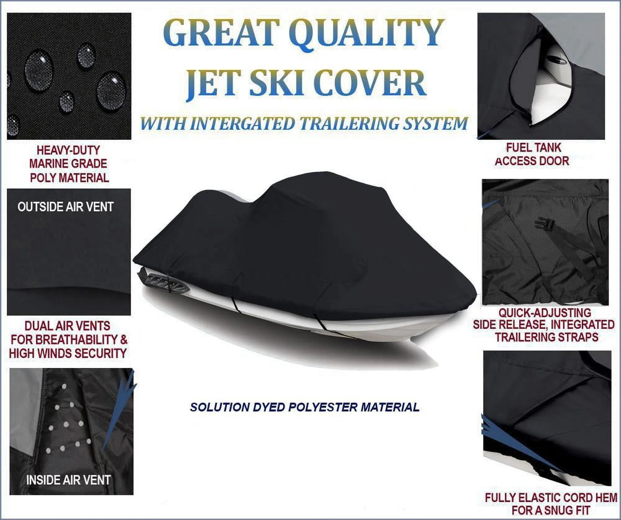 Black Jet Ski Cover 1-2 Seater E572
