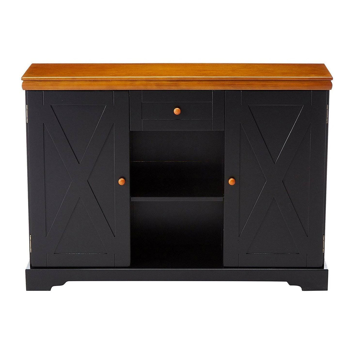Black / Walnut Finish Wood Buffet Cabinet Console Table with Storage A461