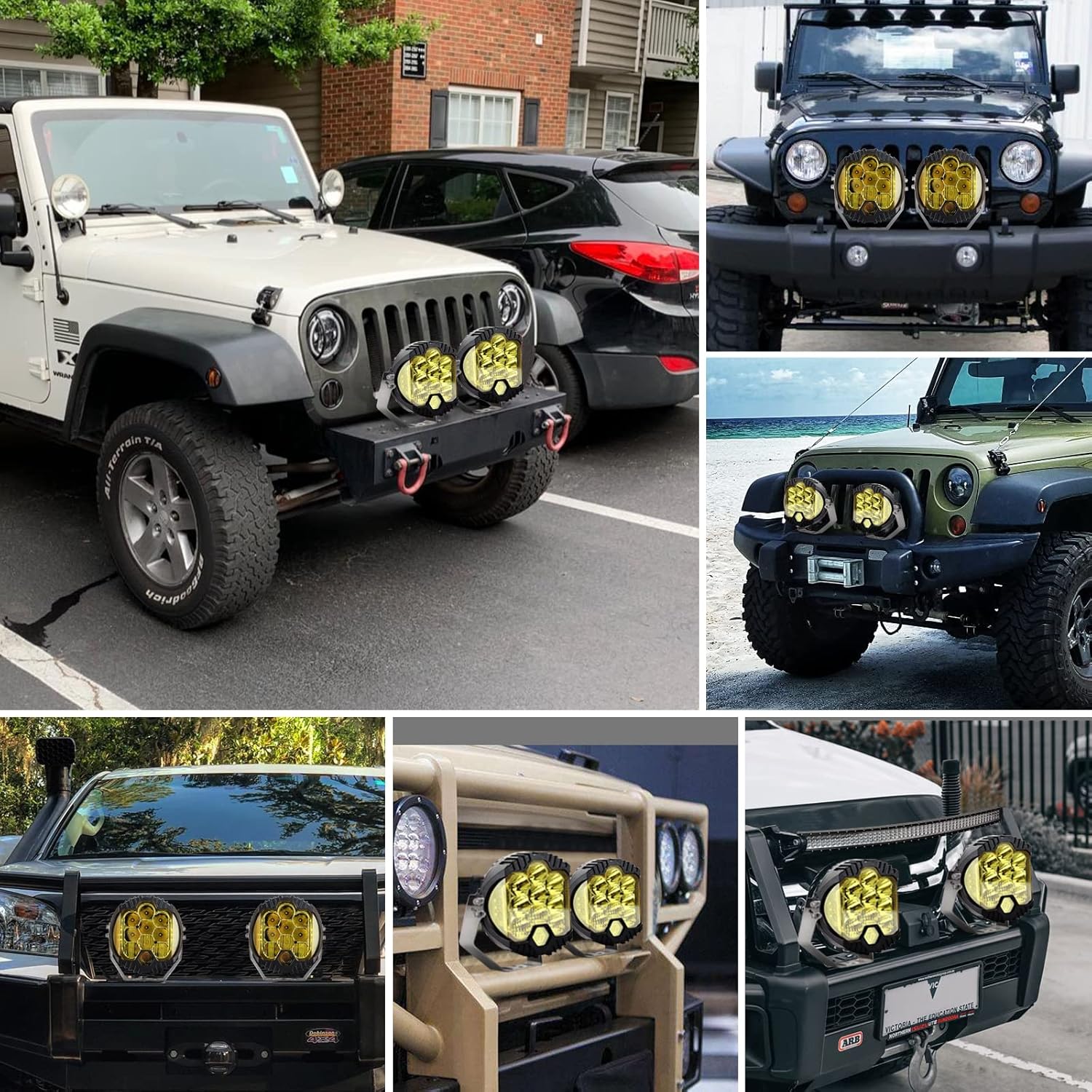 7 Inch 90W LED Light Pod Yellow Lens Combo Spot Flood Off Road Fog Lights IP67 Waterproof T93071
