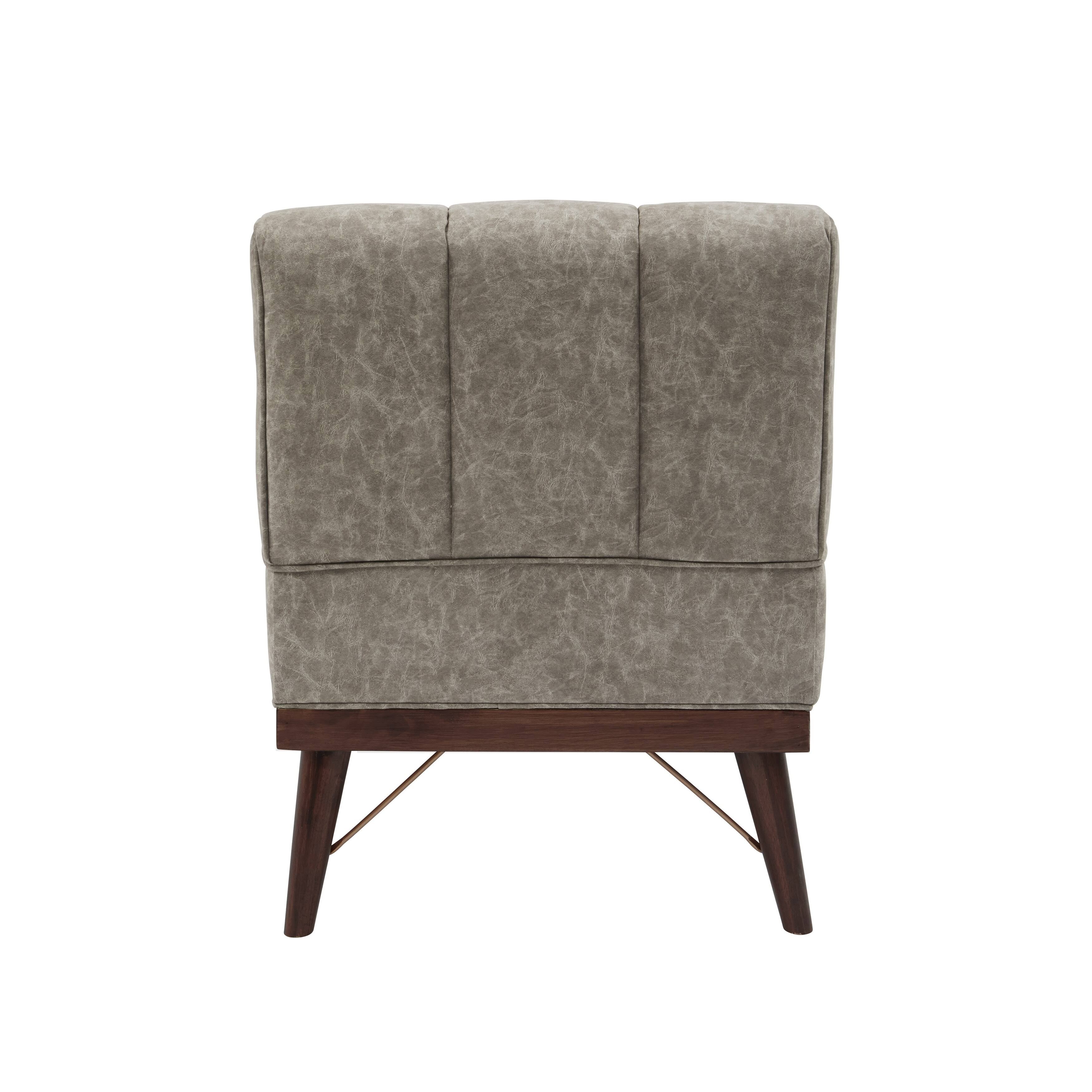 Grey Wood Base Accent Chair N1014