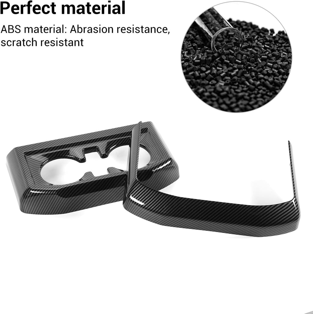 Carbon Fiber Center Console Cup Holder Trim Cover Panel Kit 2PCs J381