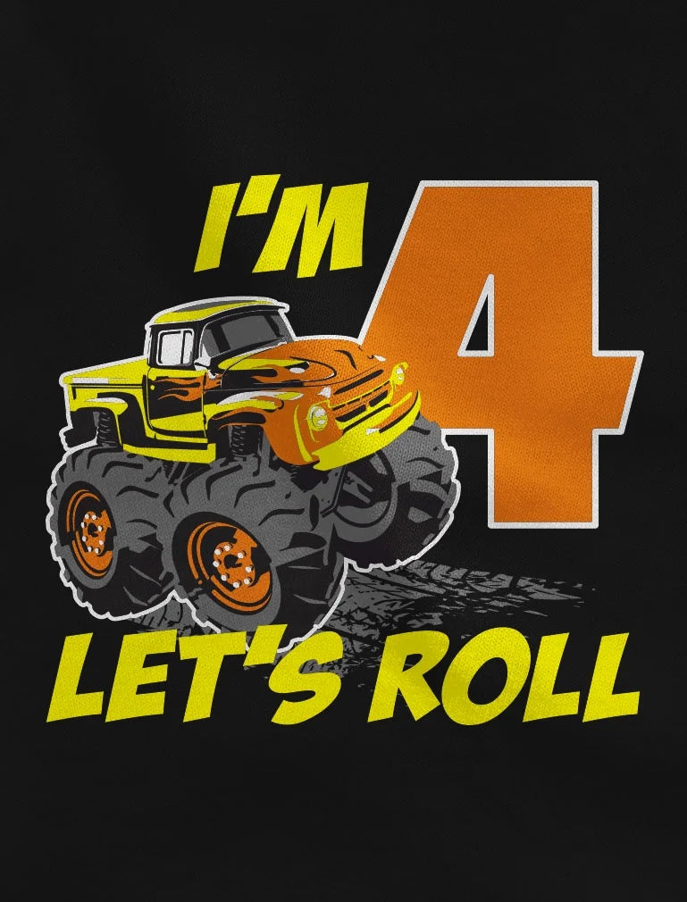 Truck Theme Birthday T-Shirt for 4 Year Old Boys O447587