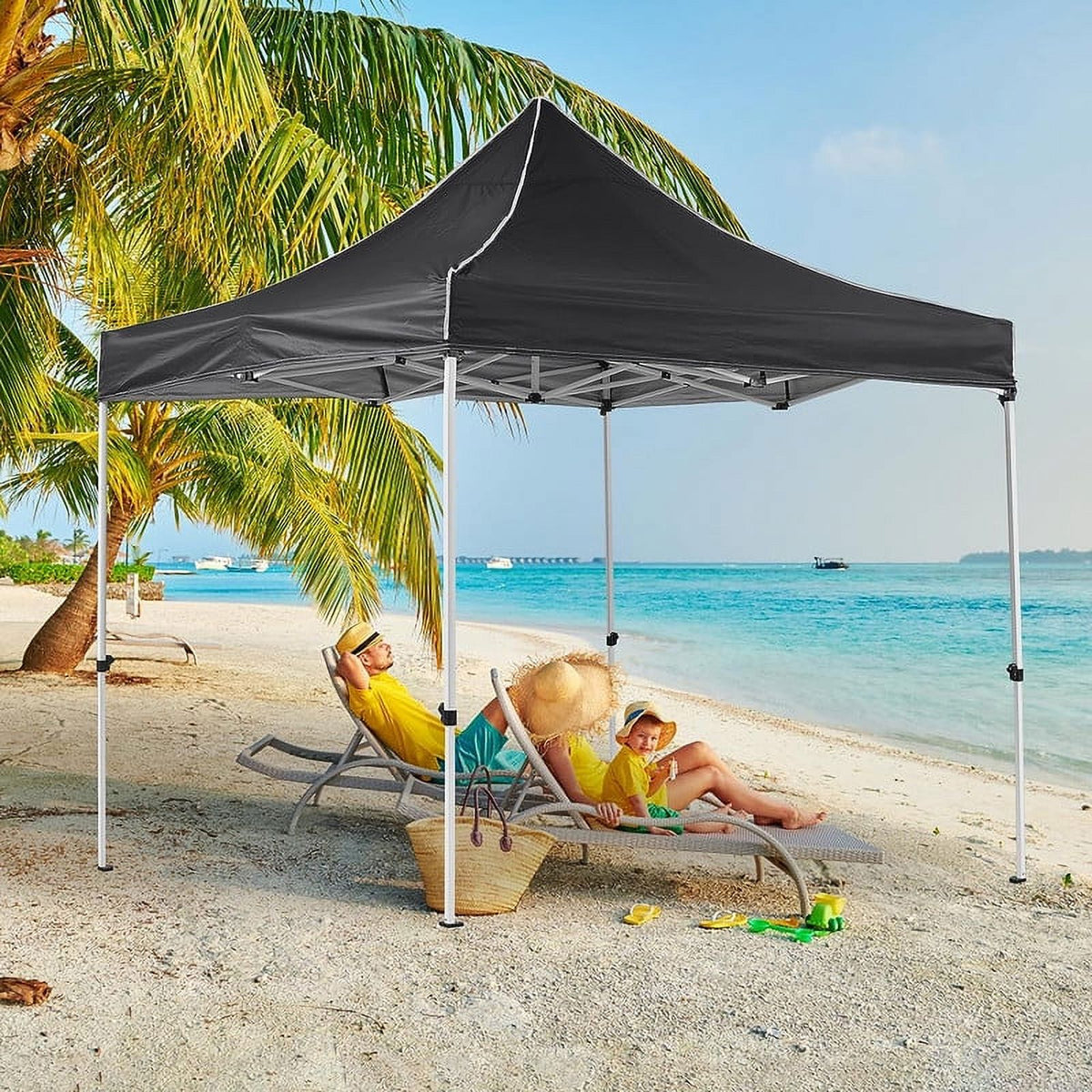 2x2m Pop-up Gazebo Canopy Tent with 4 Side Panels & Carry Bag Steel Frame Waterproof U391976
