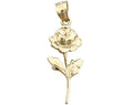 14K Gold Long Stem Rose Pendant V972