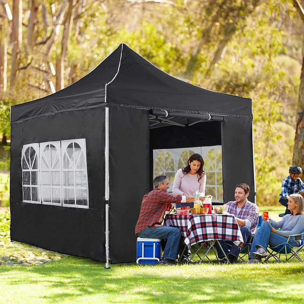 2x2m Pop-up Gazebo Canopy Tent with 4 Side Panels & Carry Bag Steel Frame Waterproof U391976