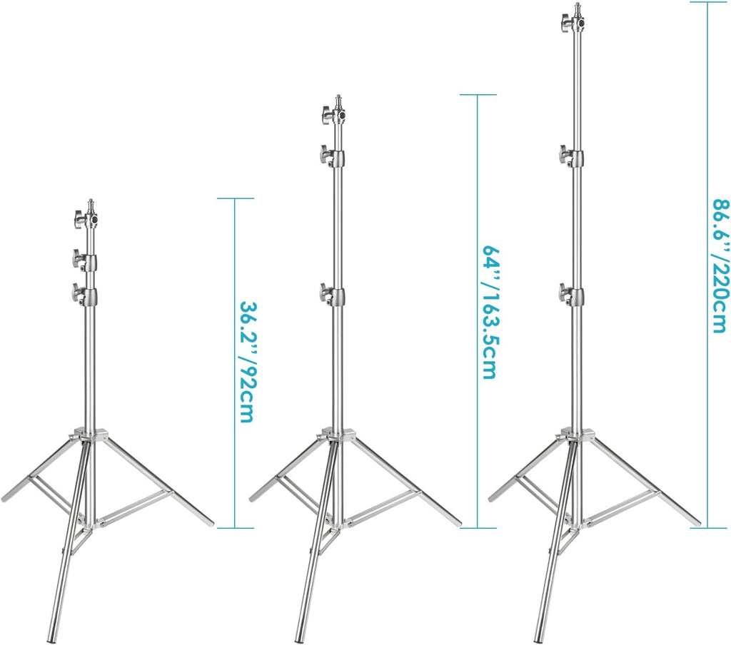 Stainless Steel Light Stand Silver 79 inches Foldable Heavy Duty Stand Pack of 2 Q3208