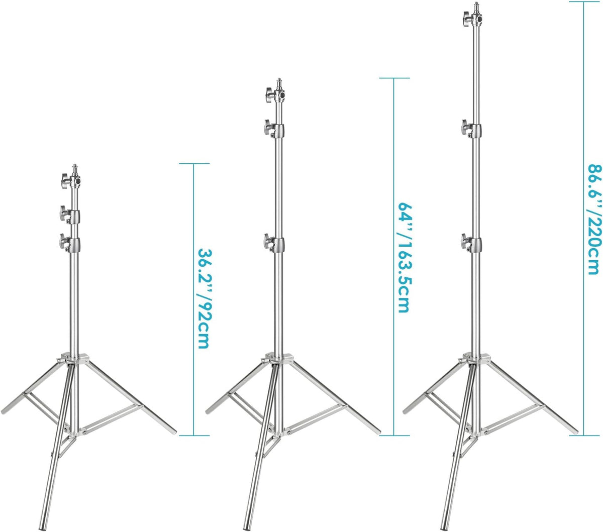 Stainless Steel Light Stand Silver 79 inches Foldable Heavy Duty Stand Pack of 2 Q3208