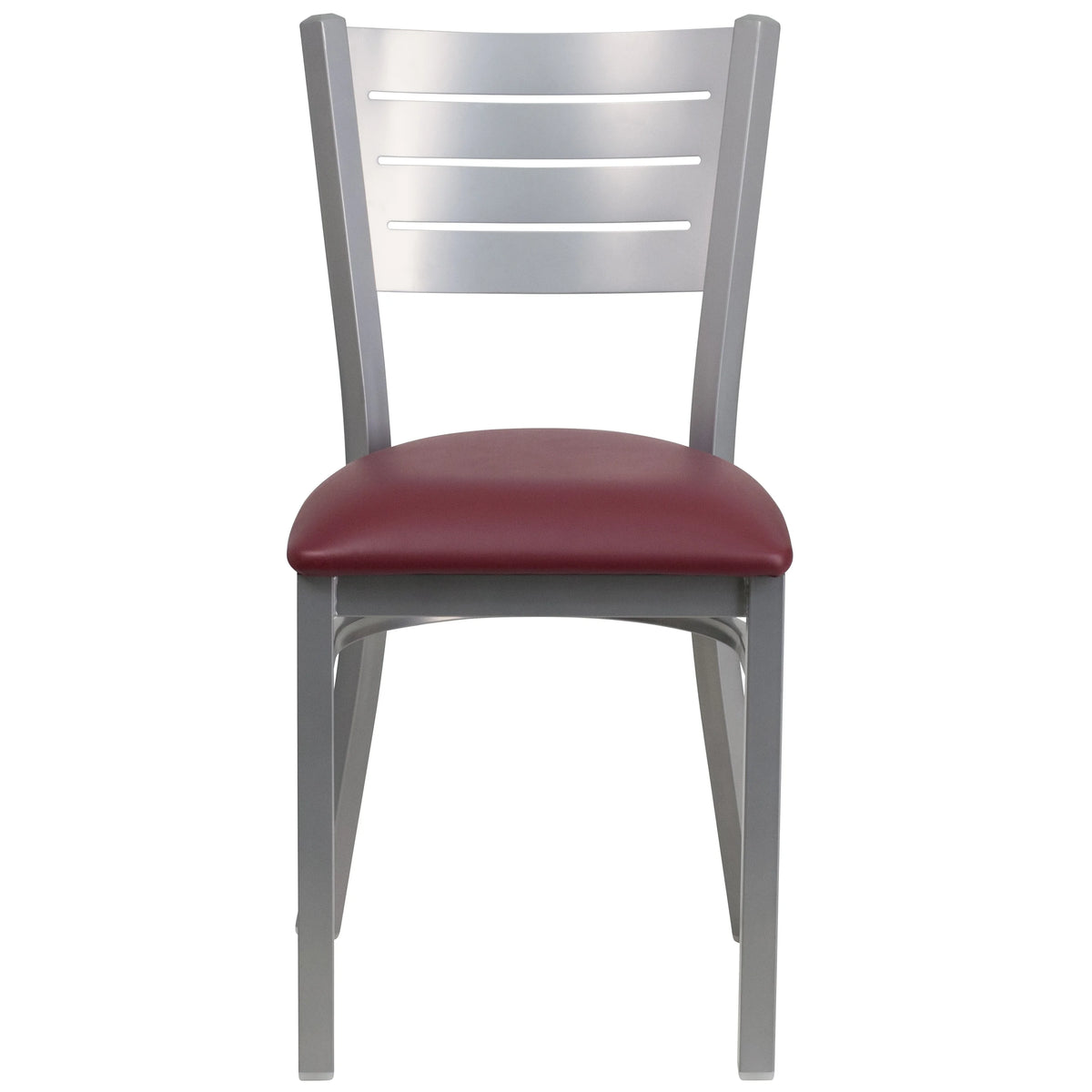 Burgundy Vinyl Seat Metal Restaurant Chair J38190