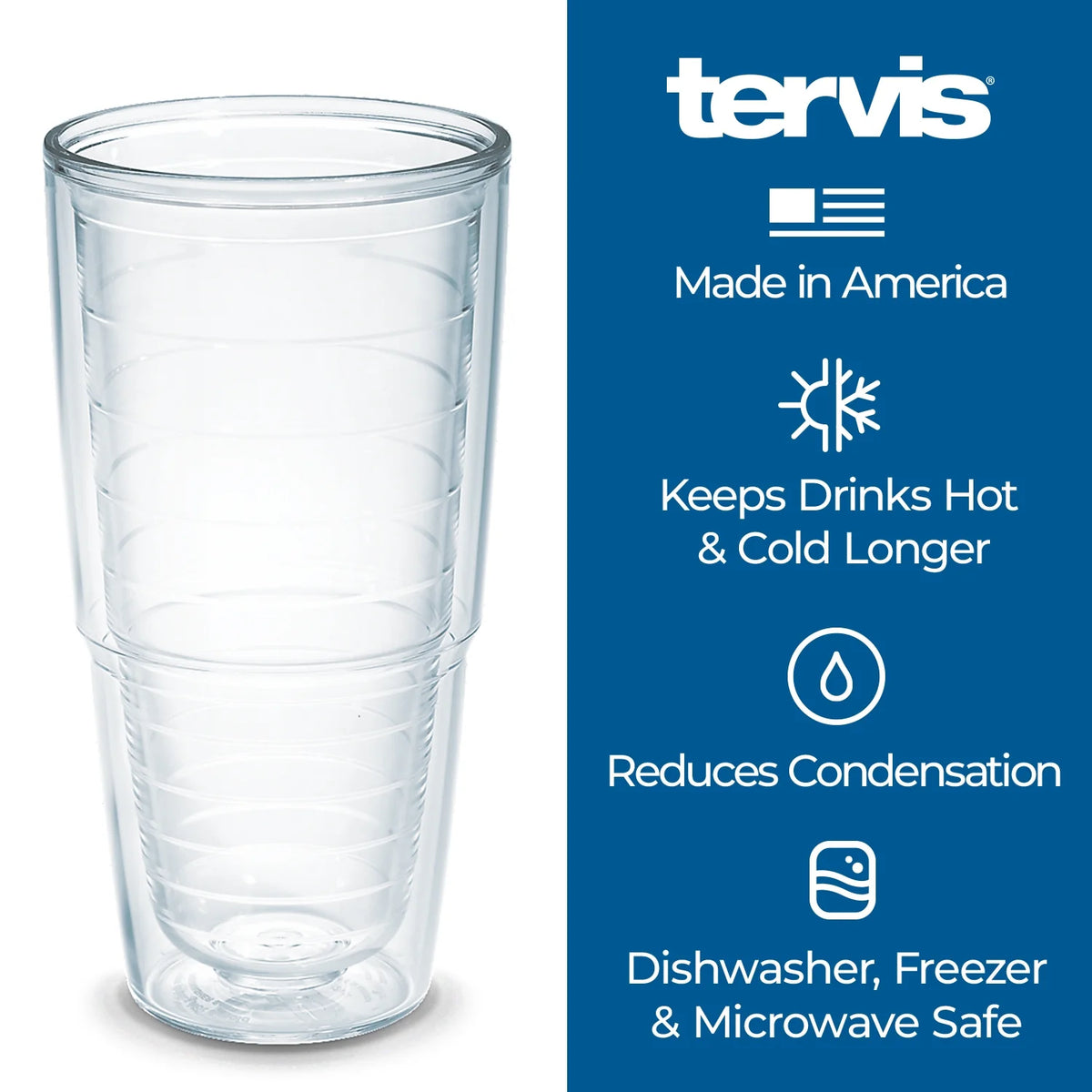 Double Walled Insulated Tumbler Travel Cup, 24oz, Clear S310