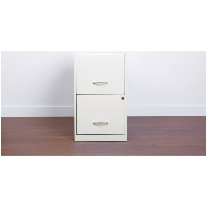 18in 2 Drawer Metal File Cabinet Pearl White O7180