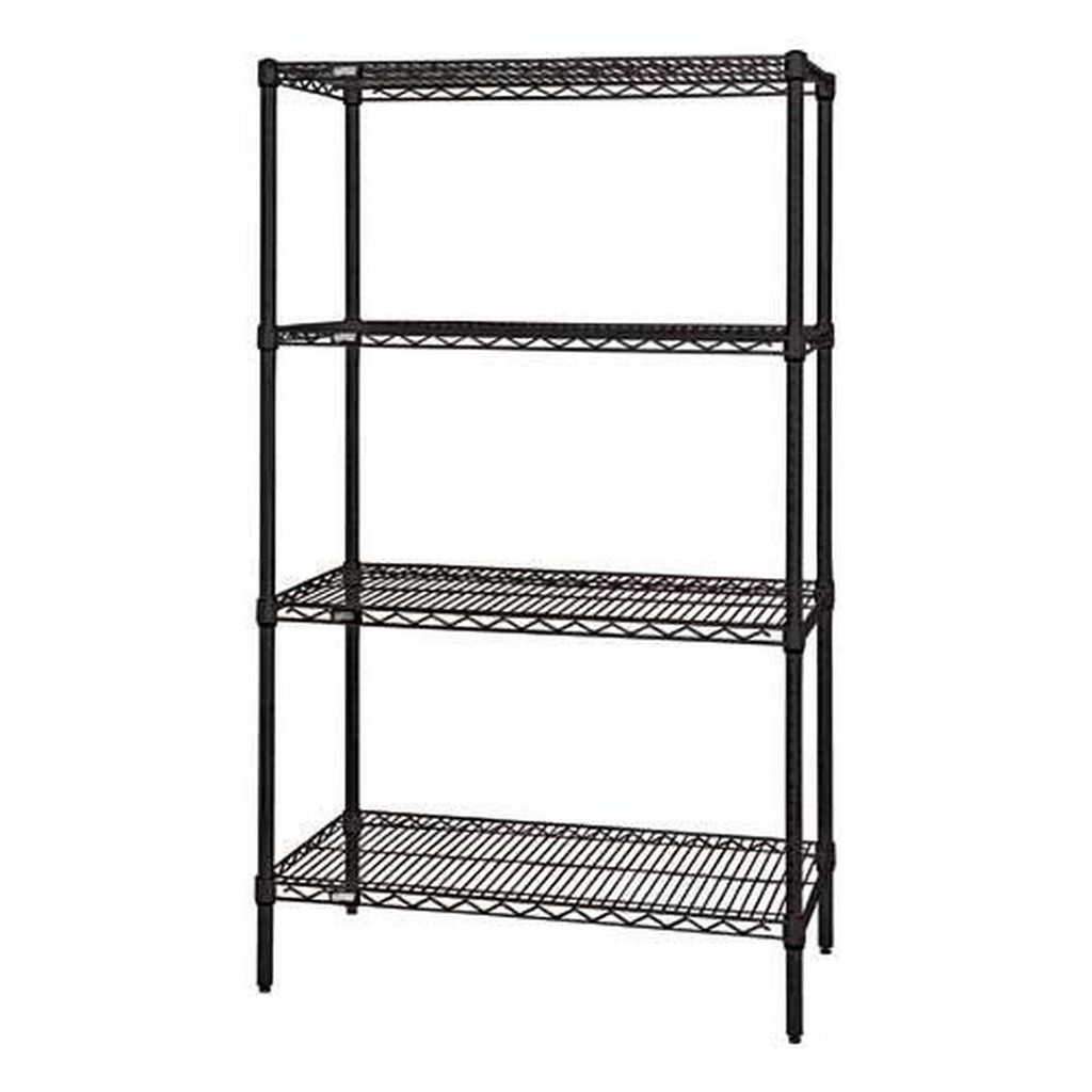 4-Shelf Starter Kit Black Epoxy Wire Shelving 24x48x74 inch H72744