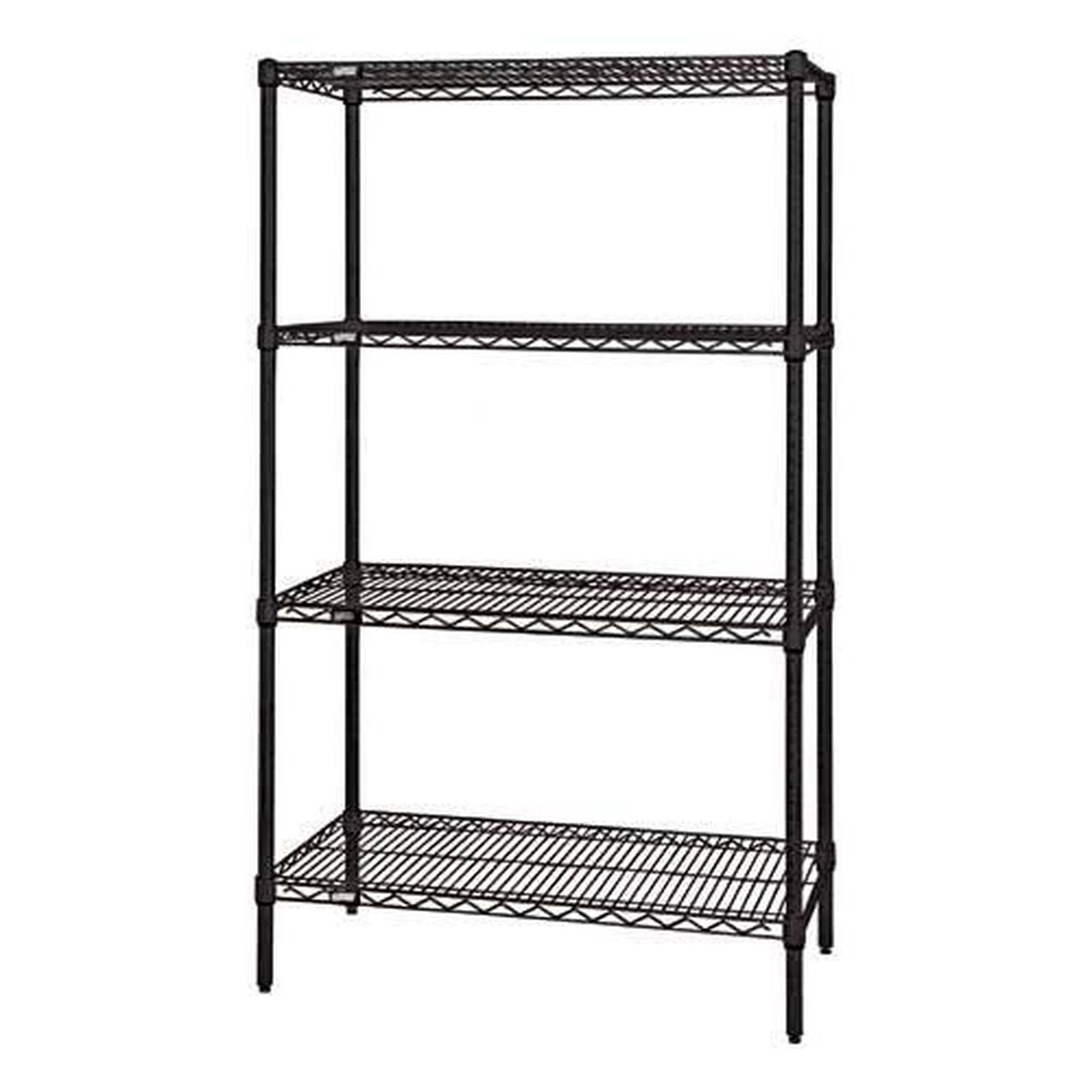 4-Shelf Starter Kit Black Epoxy Wire Shelving 24x48x74 inch H72744