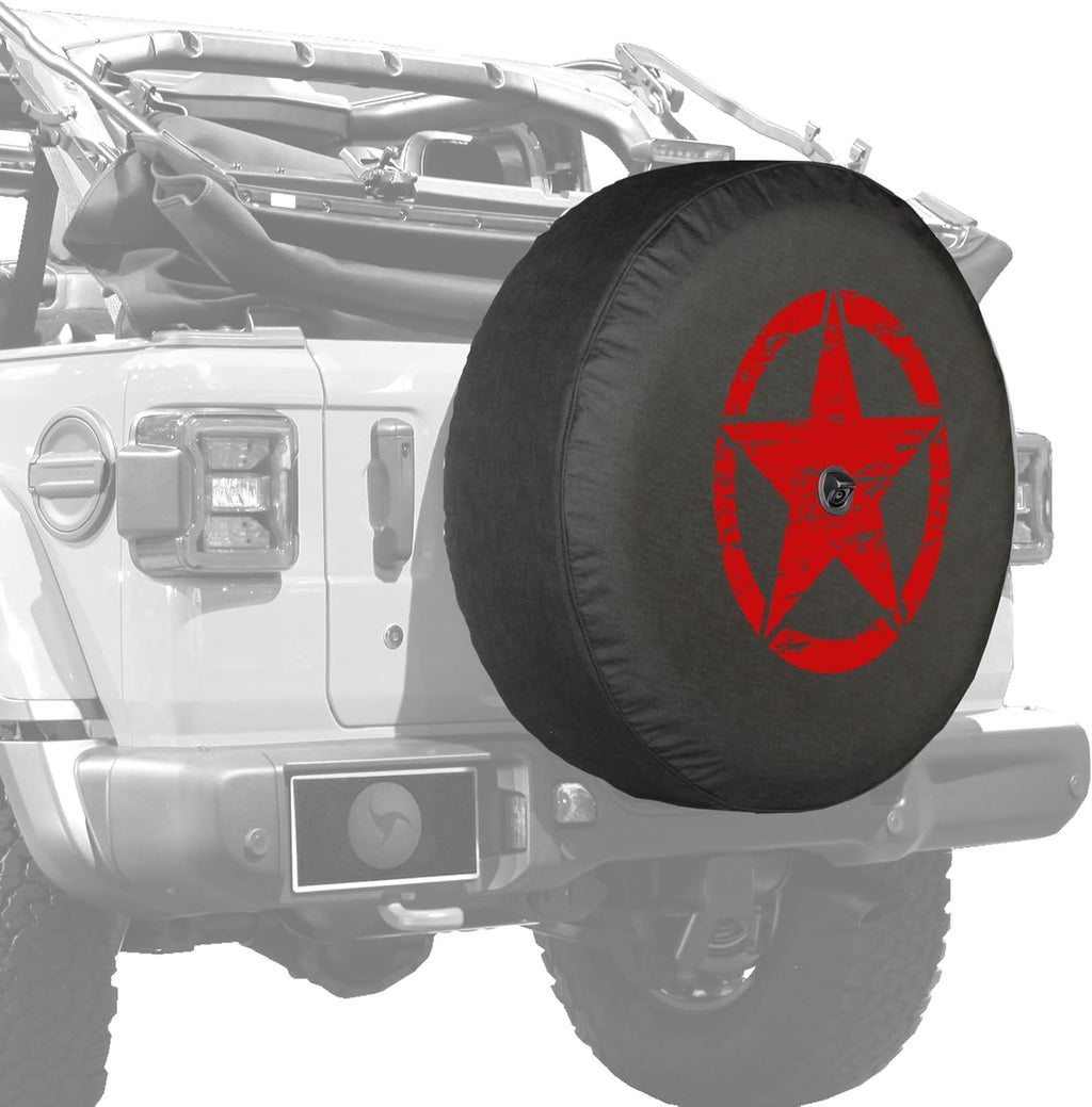 Distressed Star White Print 32 Soft Tire Cover for Jeep Wrangler JL with Back-up Camera Z2380