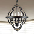 Black 6-Lights Industrial Candelabra Chandelier, 28 inches D18190