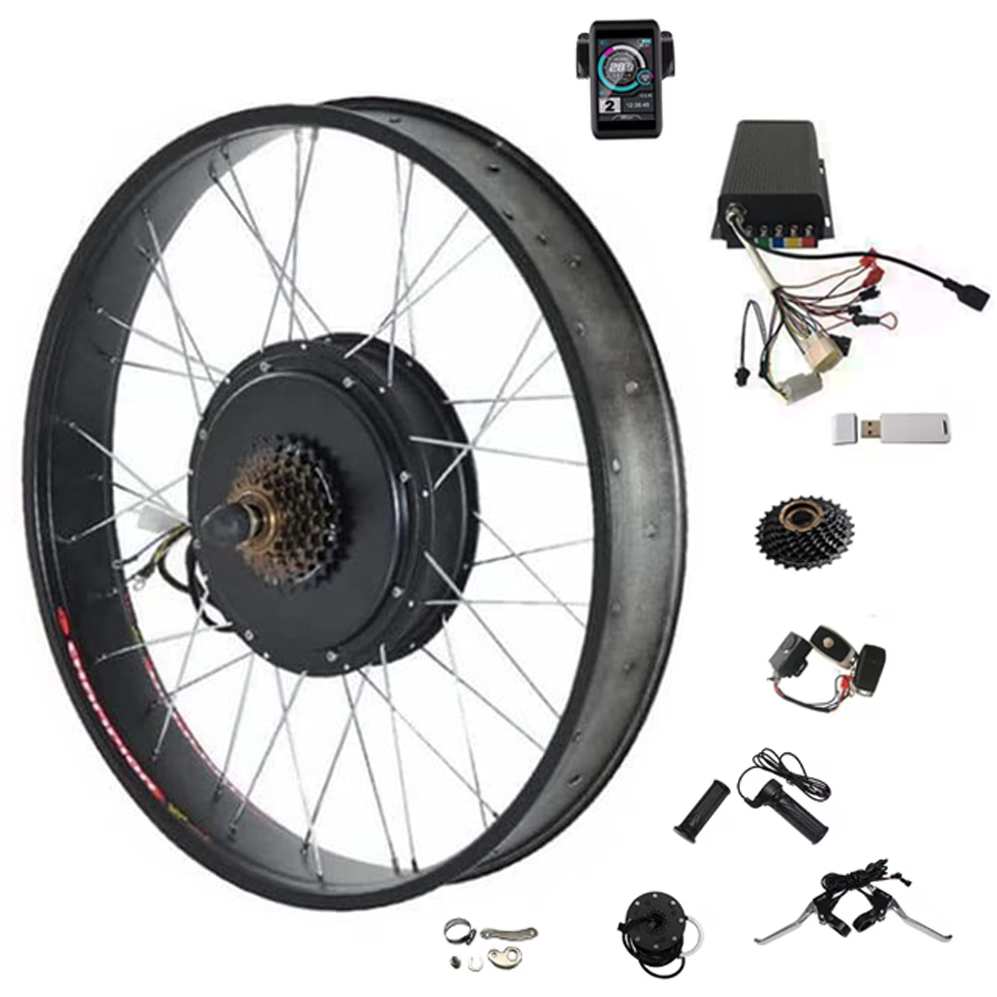 72v 2000w Fat Tire Rear Wheel Hub Motor Kit with 45A Sine Wave Controller I702