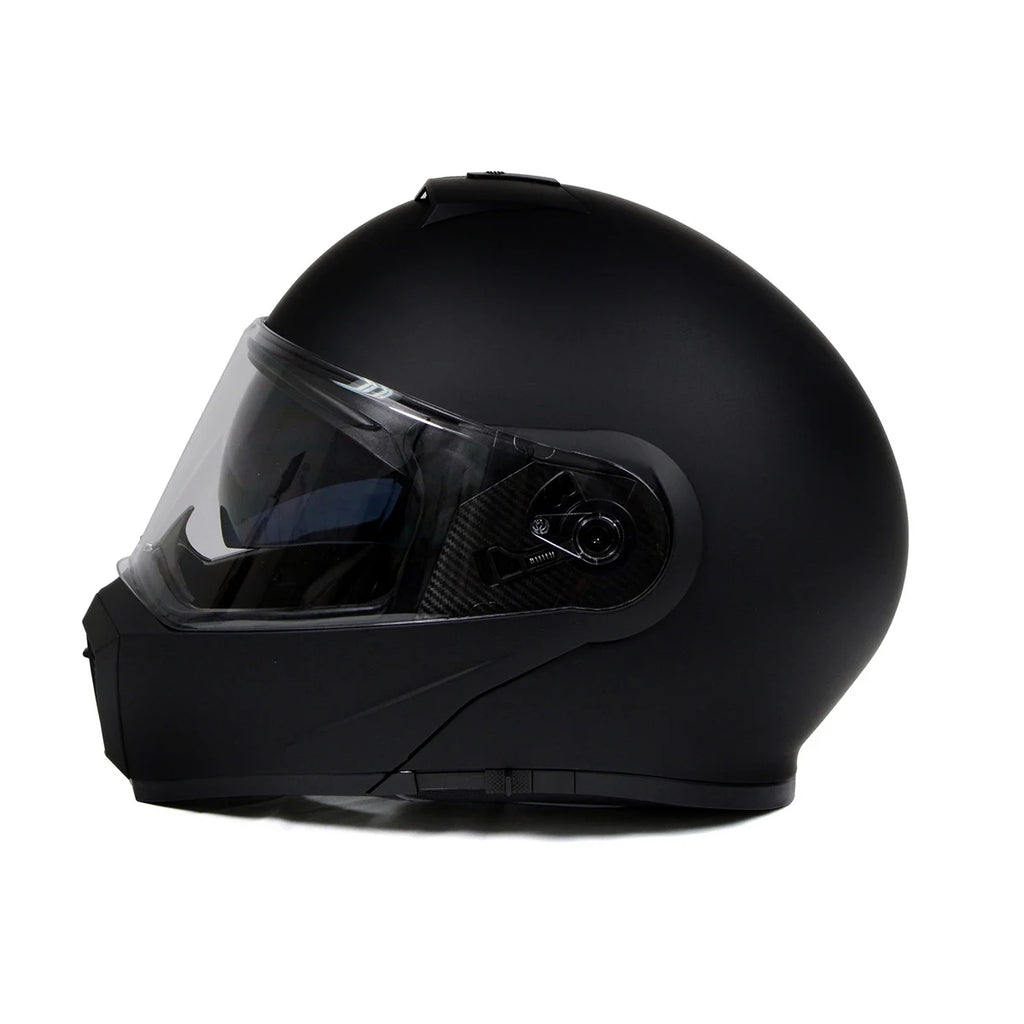 Flat Black Motorcycle Modular Helmet with Drop Down Visor H9502