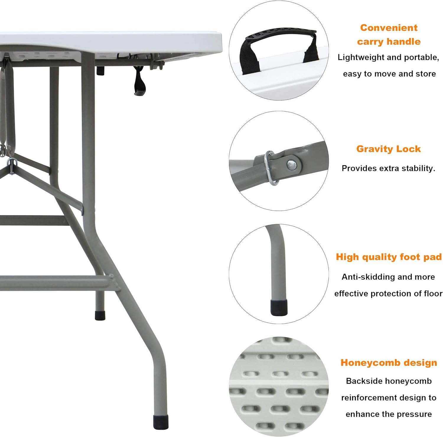 6ft Folding Utility Table (White) P736489