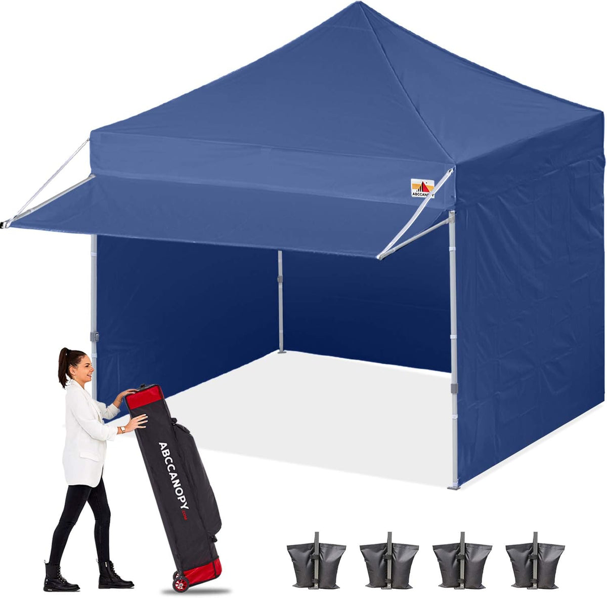 White 10x10 Pop up Canopy Tent with Awning and Sidewalls N78630