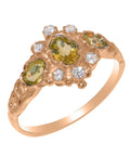 9k Rose Gold Peridot & Diamond Womens Ring Y677441