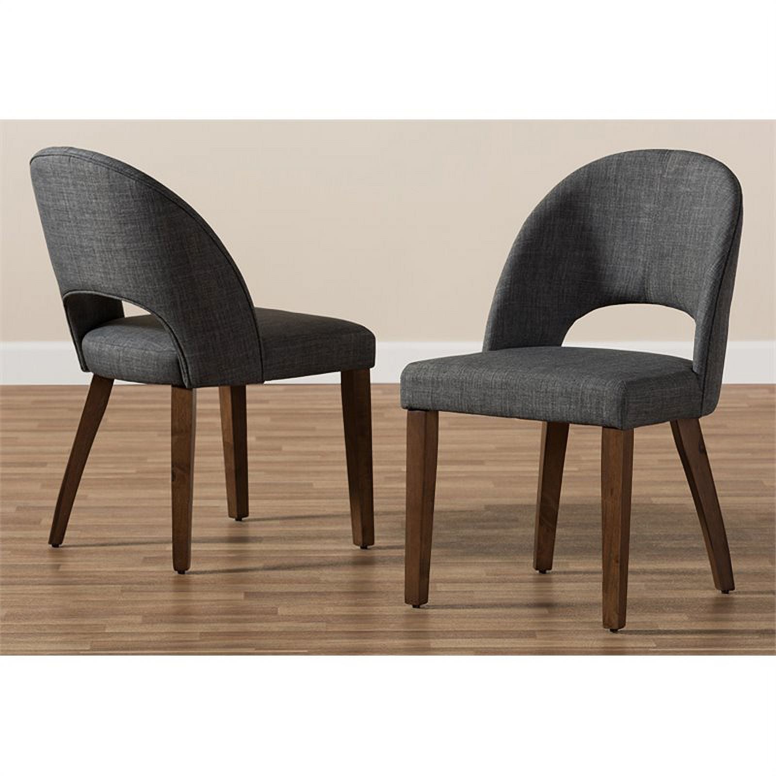 18.5" Mid-Century Fabric Dining Side Chair in Dark Gray (Set of 2) E3368
