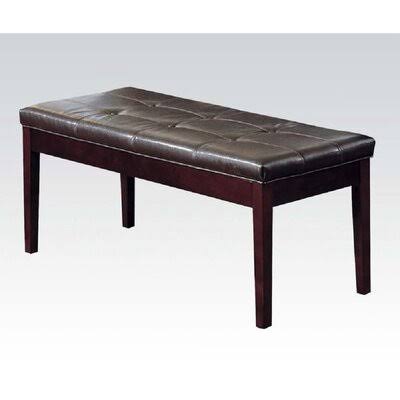 Espresso PU & Walnut Bench S19354