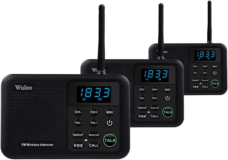 Wireless Intercom System, 3 Stations Black K3193