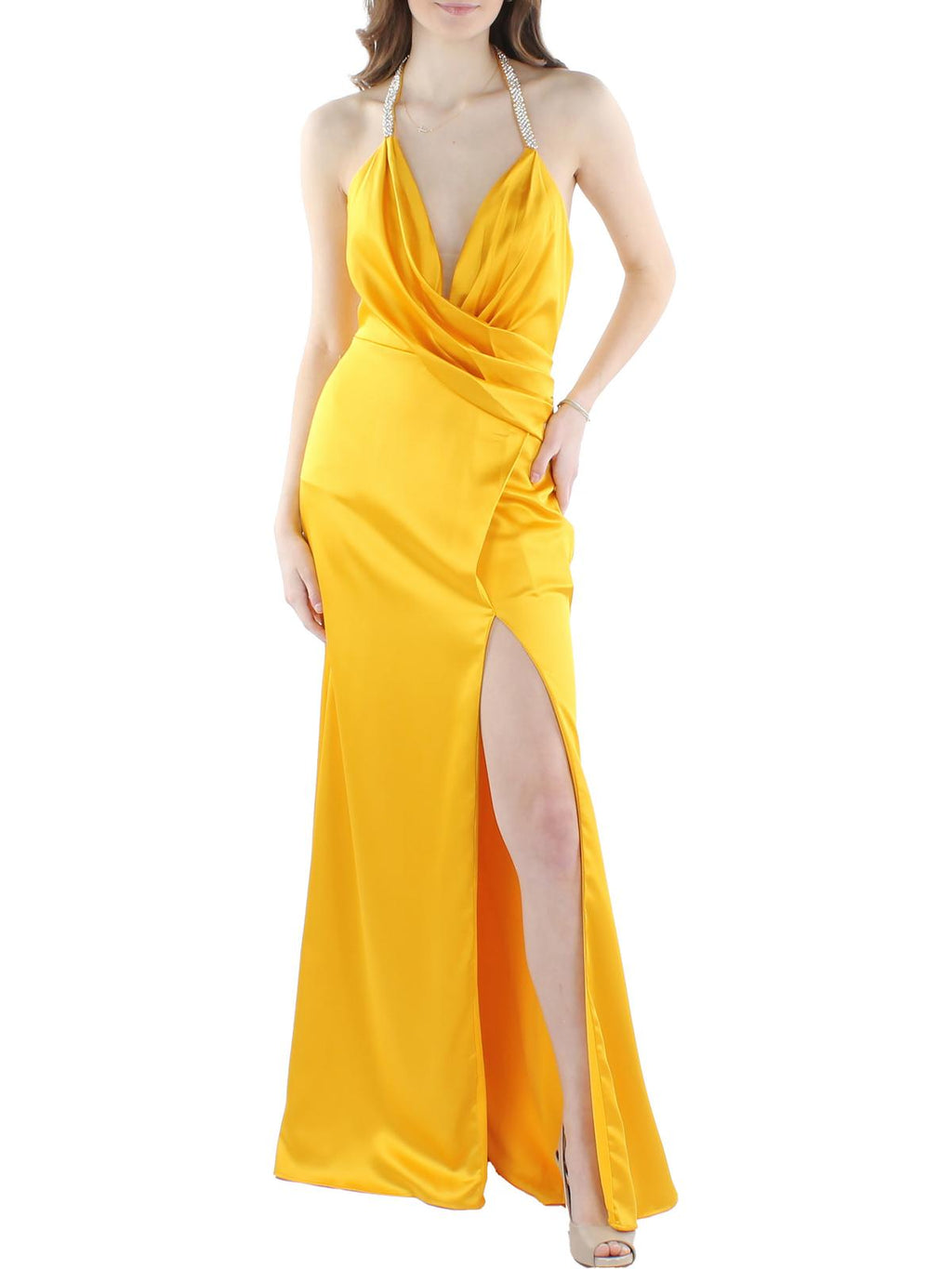 Embellished Long Halter Dress G59676