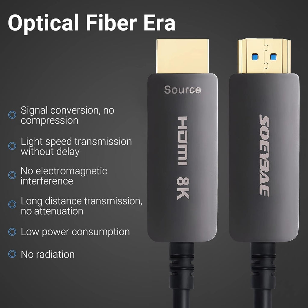 8K HDMI Fiber Optic Cable HDMI 2.1, 65ft 20m Pack of 2 U204