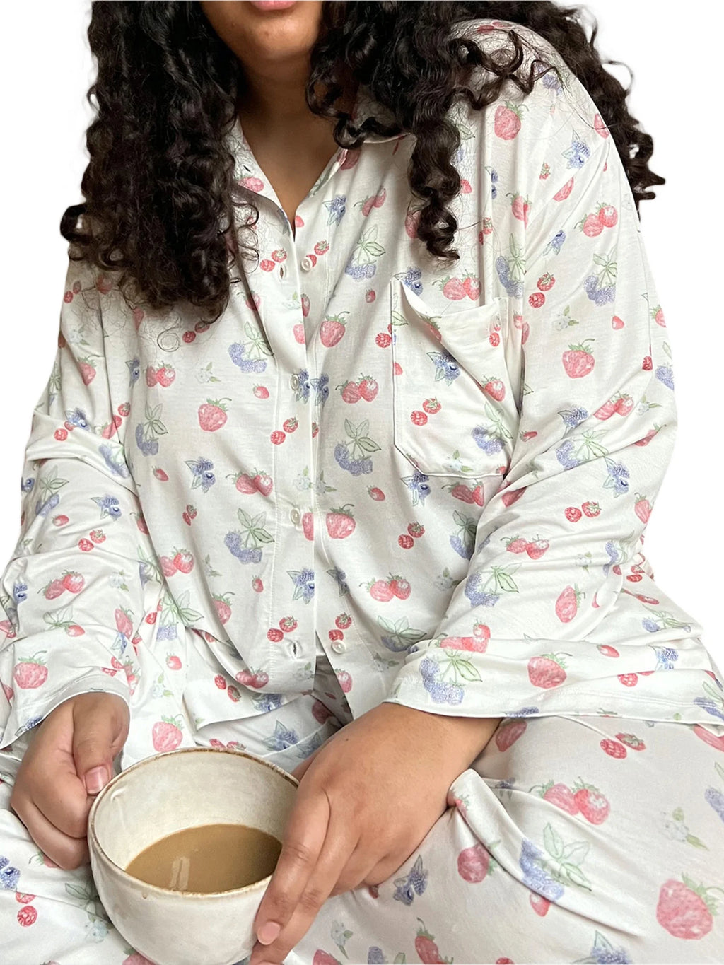 Women 2 Piece Floral Pajamas Lounge Set Long Sleeve Shirt Wide Leg Pants G62383