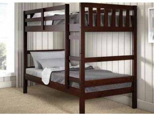 Twin/Twin Bunk Bed with Trundle Bed Dark Cappuccino Finish I972033