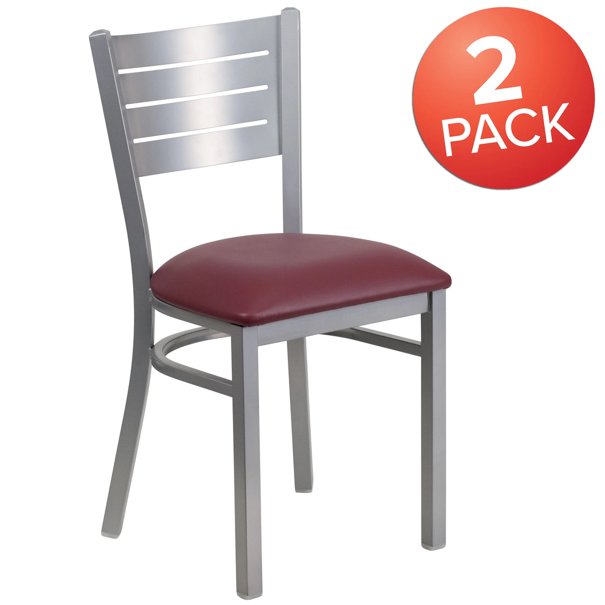 Burgundy Vinyl Seat Metal Restaurant Chair J38190