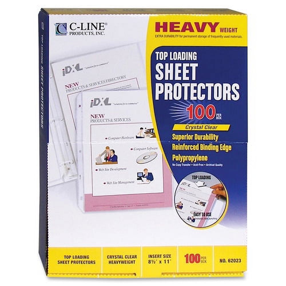 Heavyweight Poly Sheet Protectors Clear, Top Loading, 11 x 8-1/2, 100/BX J485