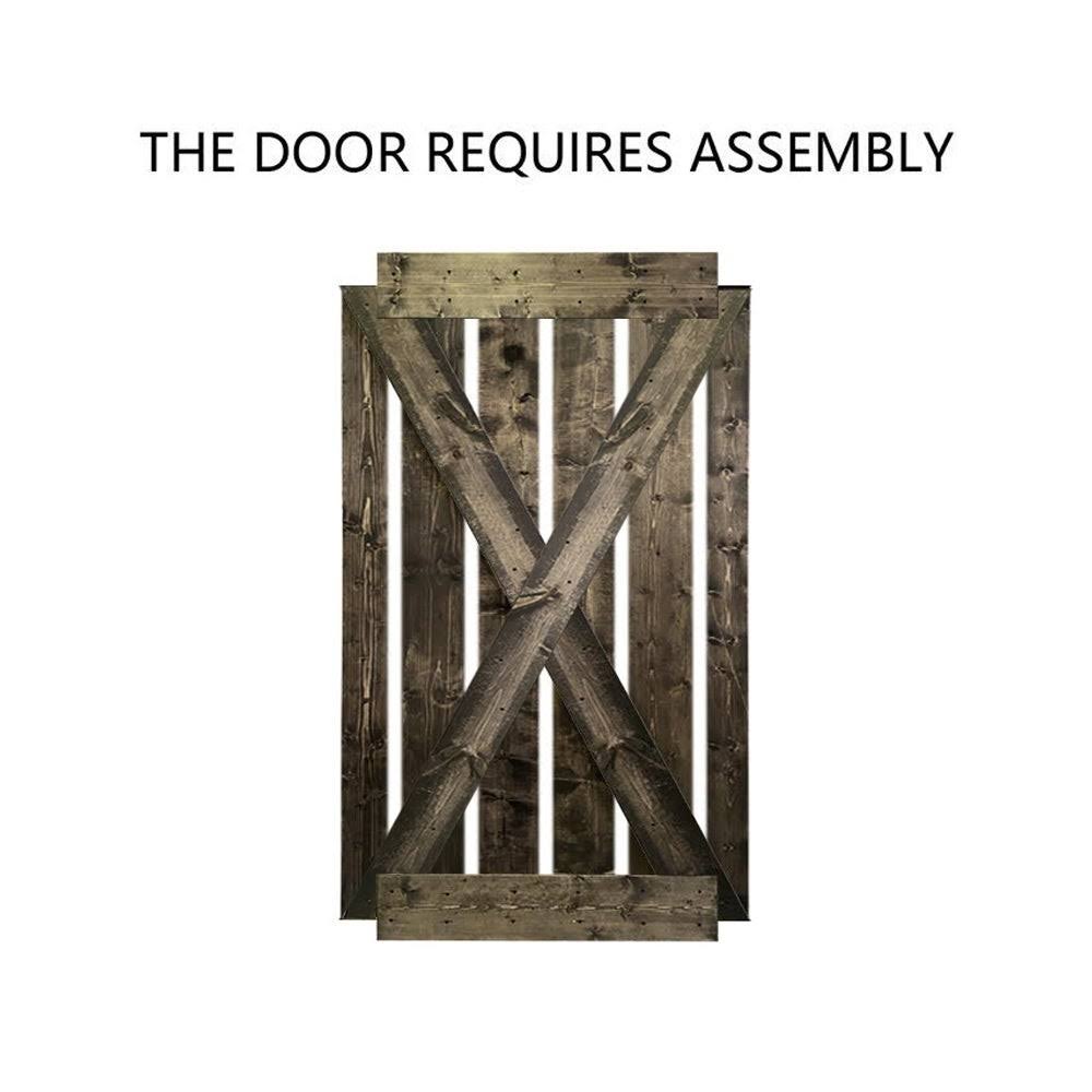 Espresso Stained Solid Knotty Pine Wood Interior Sliding Barn Door with Hardware Kit G68374