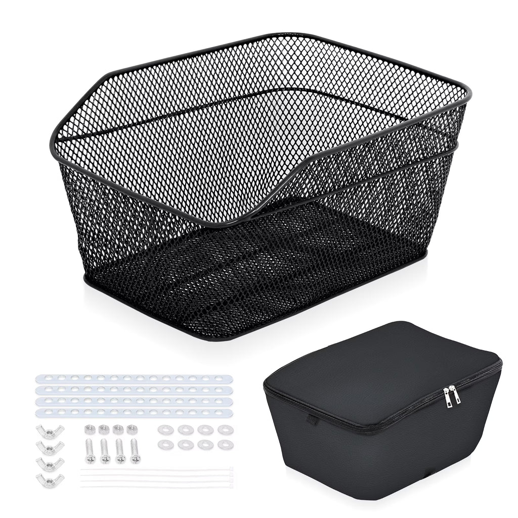 Bicycle Basket with Rainproof Cover, 20 L Metal Wire N7816