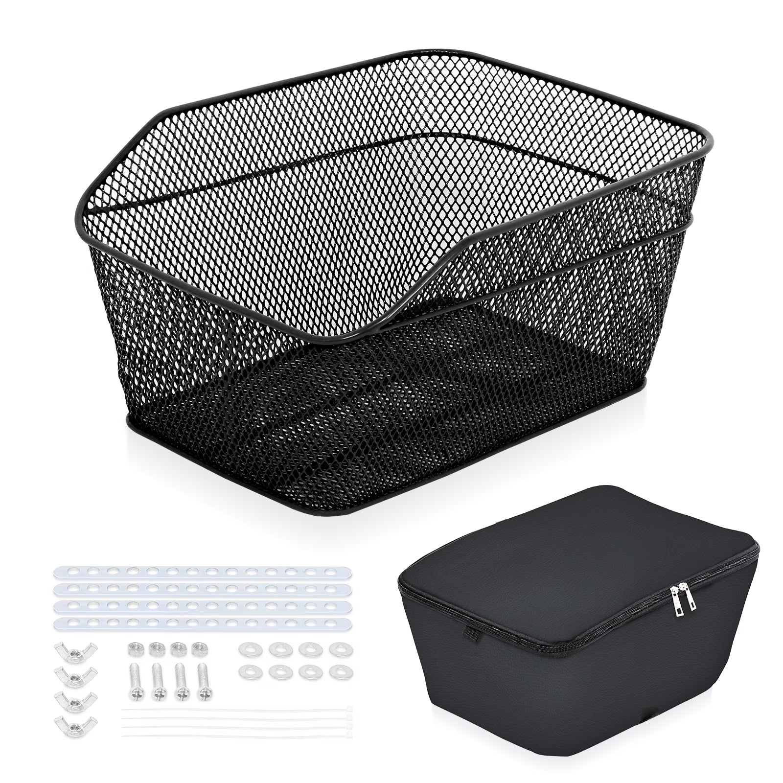 Bicycle Basket with Rainproof Cover, 20 L Metal Wire N7816
